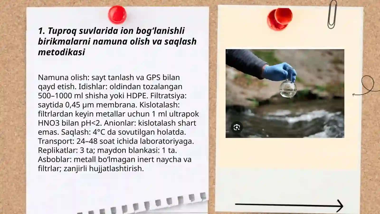 Tuproq suvuni ifloslanishida ion bog‘lanishli birikmalarini aniqlash ulardan tozalash usulini ishlab chiqish 3