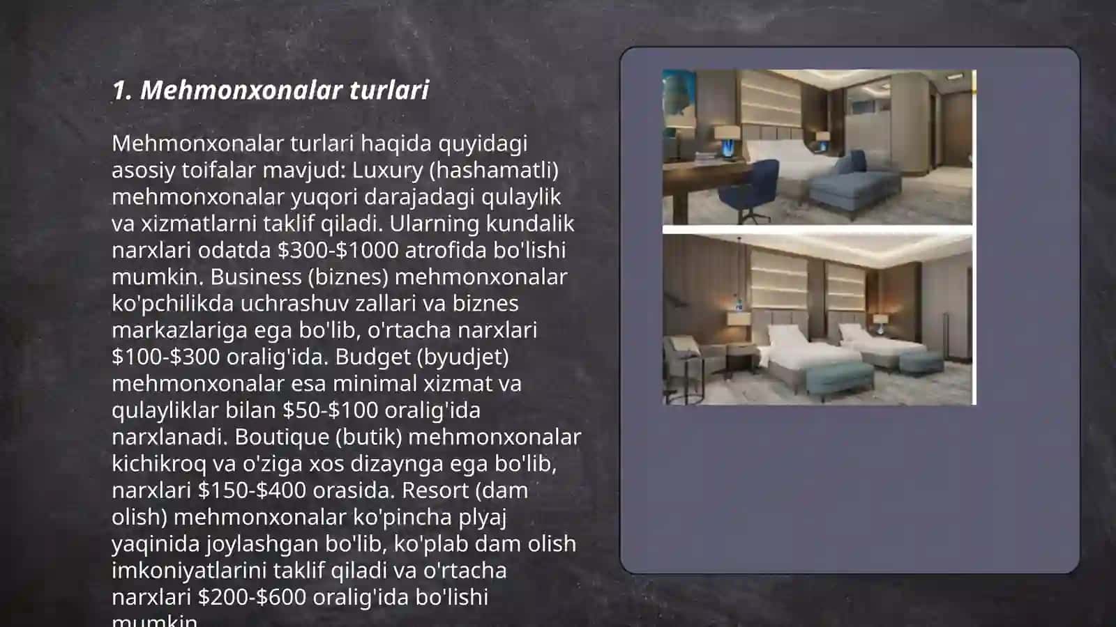 Turizm sohasining tasniflanishida joylashuv vositalari boyicha taqdimot 3