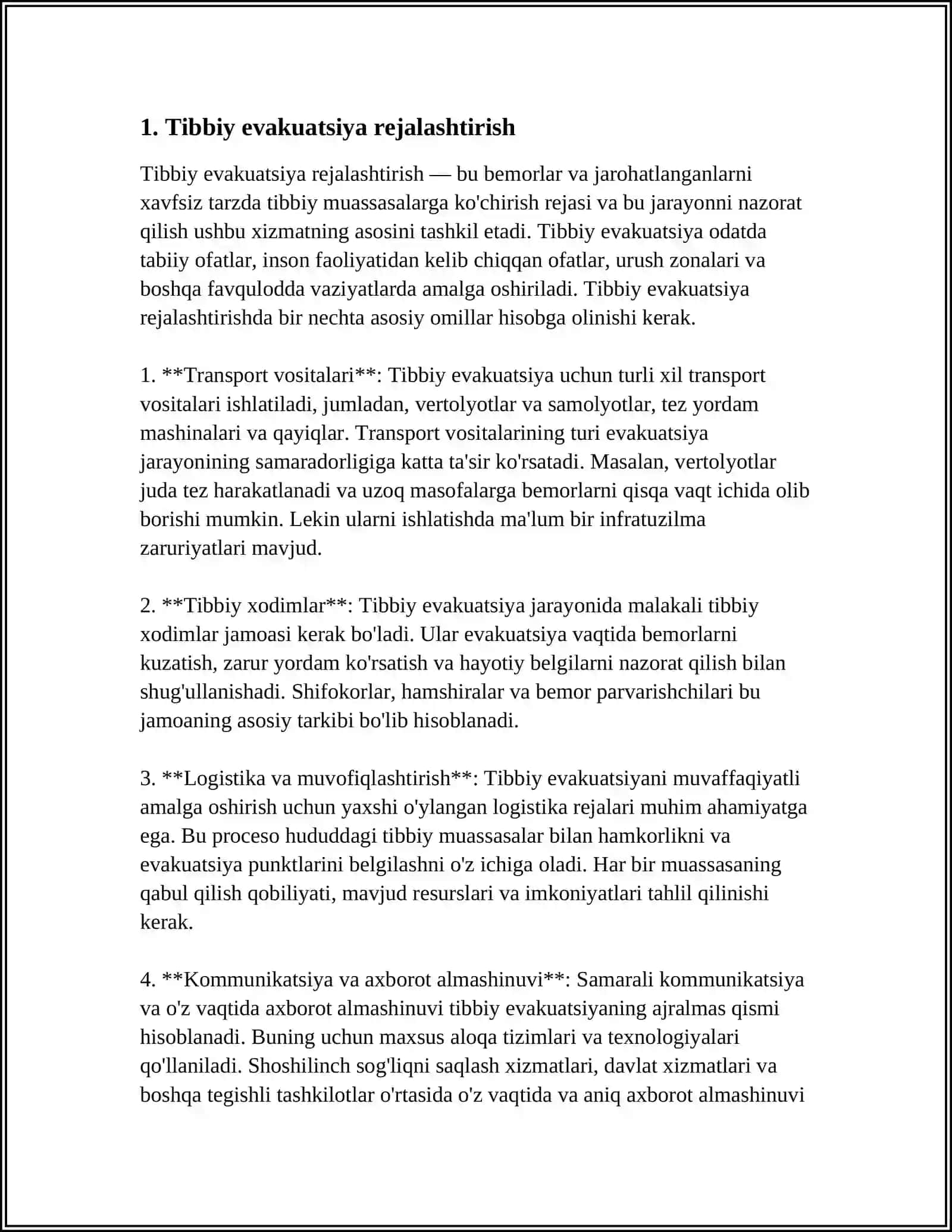 TIBBIY EVAKUVATSIYA BOSQICHLARI 3