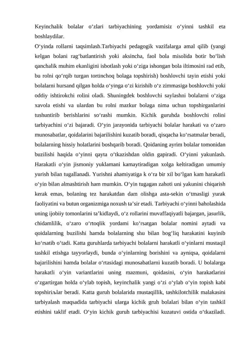 Turli yosh guruhlarida harakatli o’yinlarni o’tkazish metodikasi 3