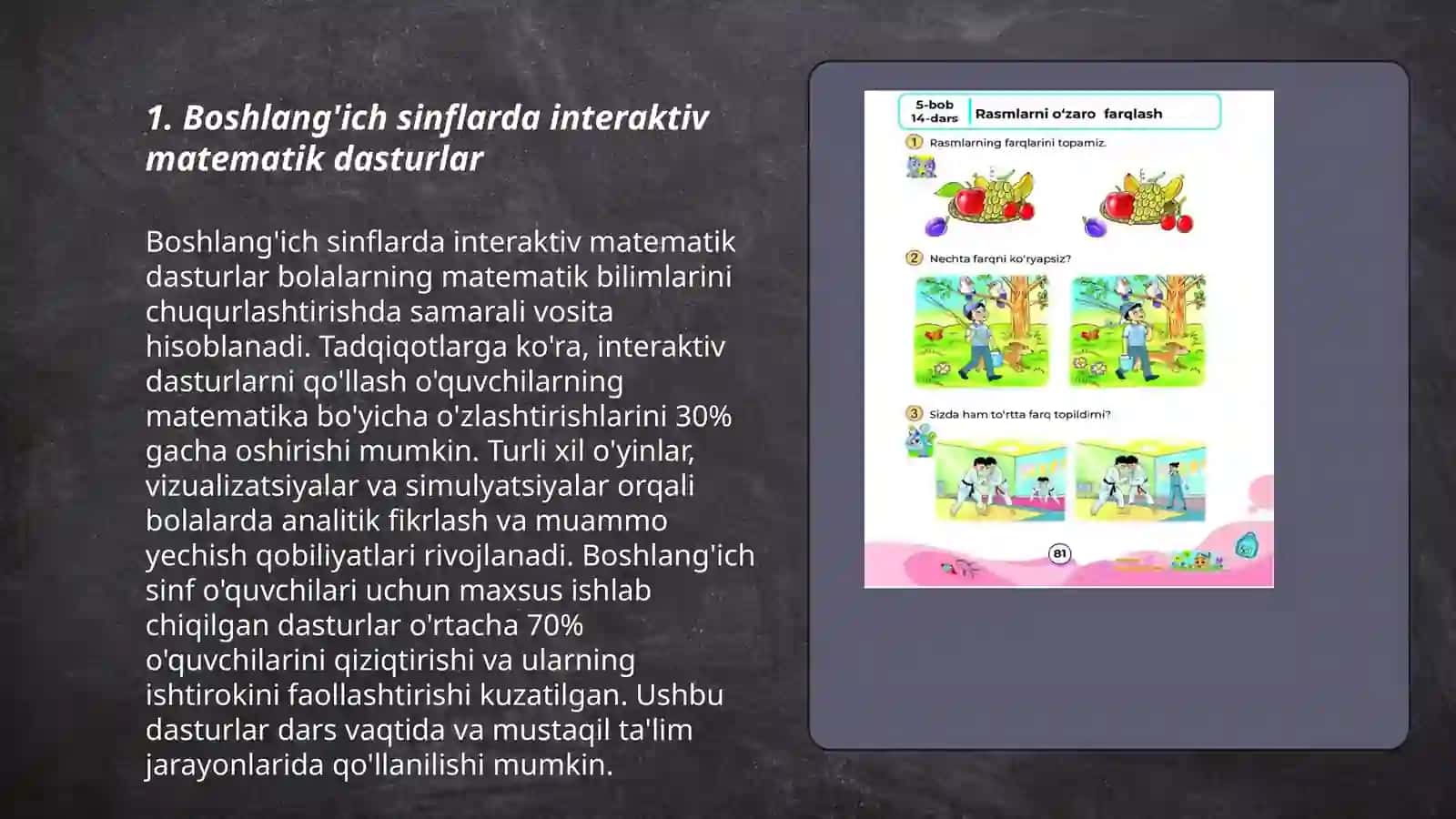 Boshlang’ich sinflarda zamonaviy dasturlar orqali matematikani o’zlashtirish 3