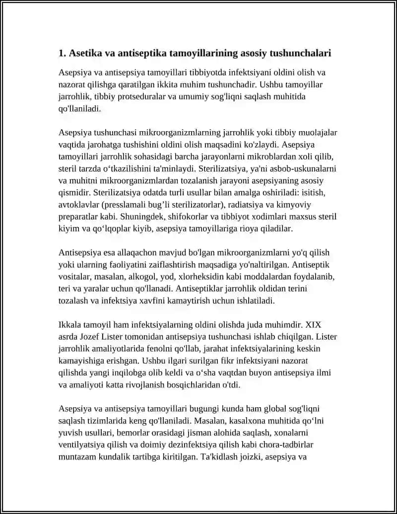 ASETIKA VA ANTISEPTIKA TAMOYILLARI. QOʻLLAR GIGIYENASI. QOʻLLARNI YUVISH TEXNIKASI 3