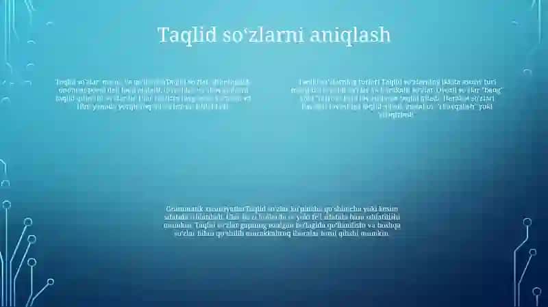 Taqlid So'Zlarning Tarifi, Lekin Va Grammatik Xususiyatlari 3