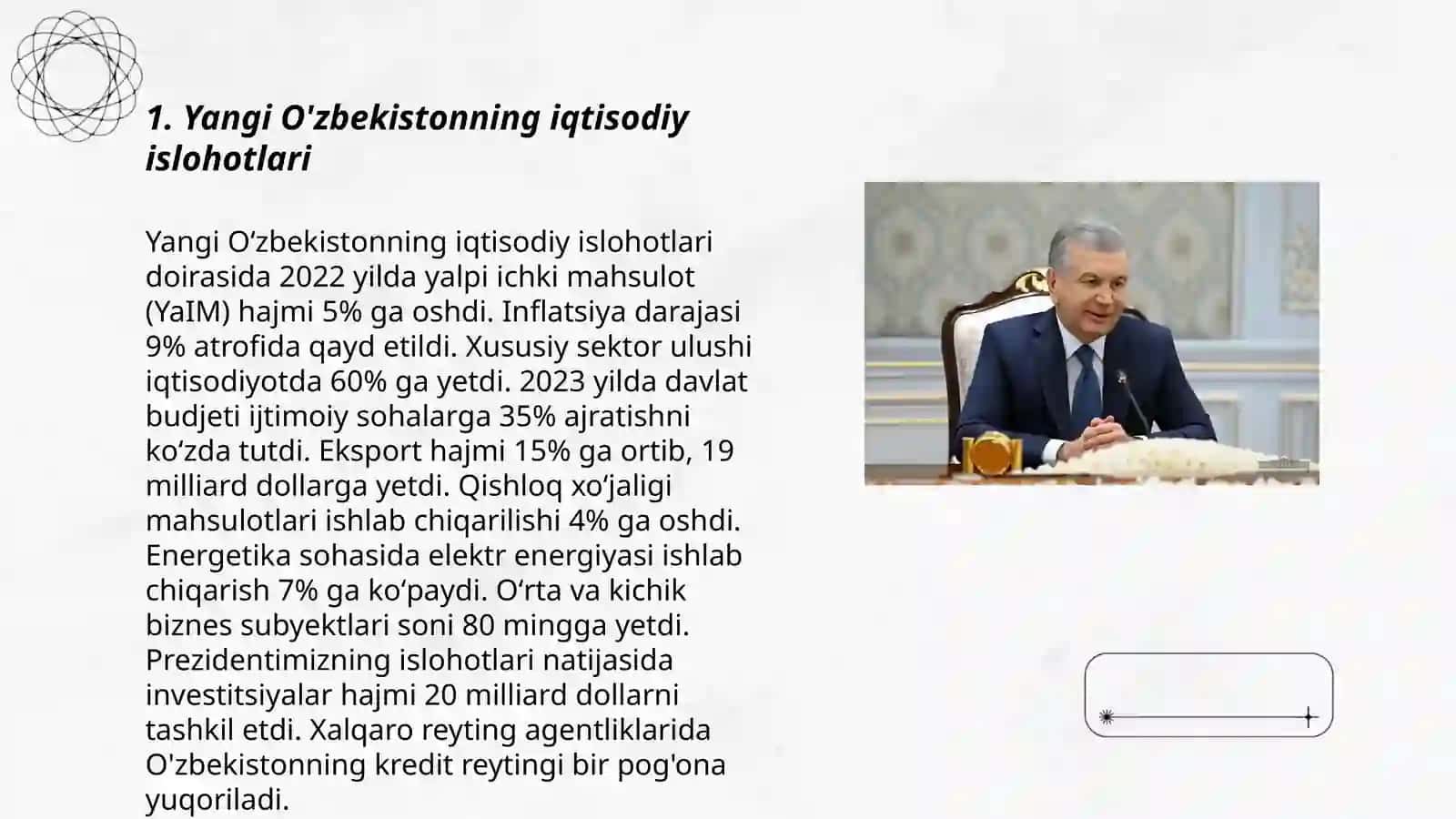 Yangi O'zbekistonning iqtisodiy islohotlari 3