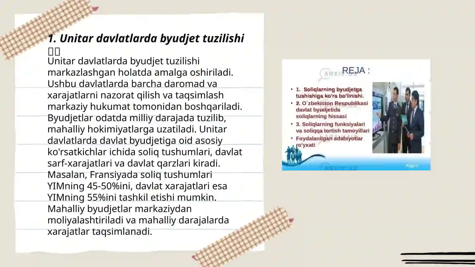 Unitar davlatlarda byudjet tuzilishi理解 3