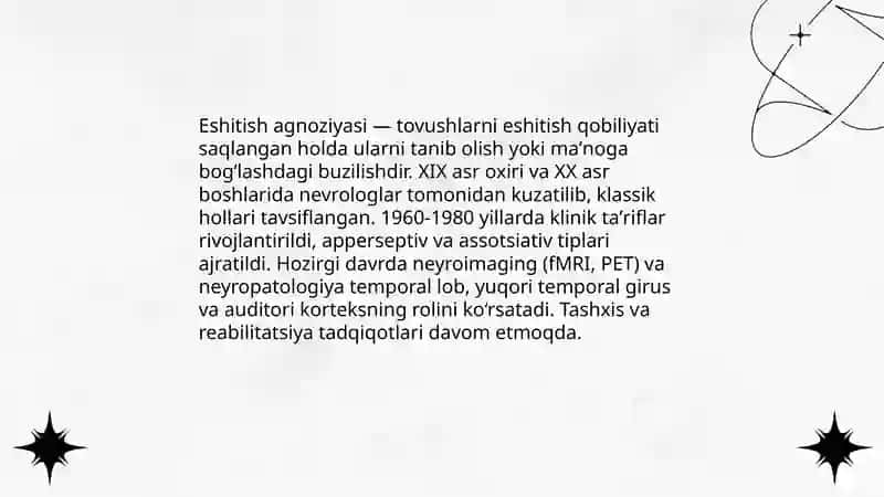 Eshitish agnoziyasi 3