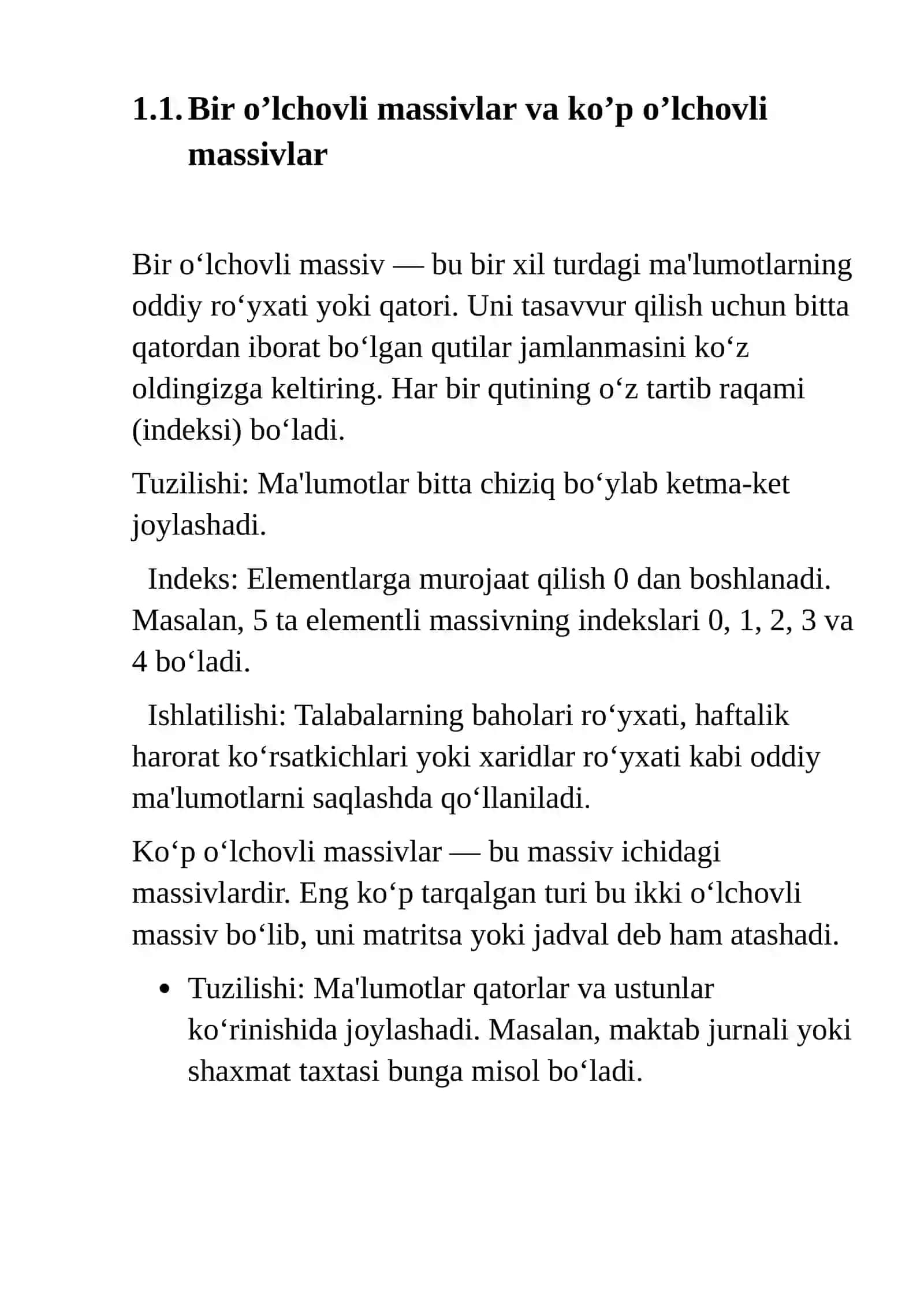 Massivlarni funksiya parametri sifatida ishlash – mustaqil ish 3