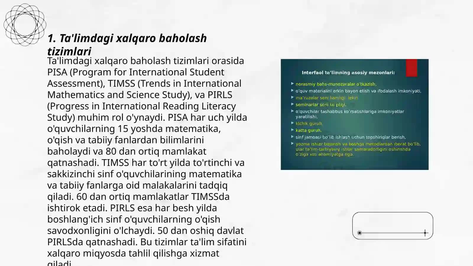 Pisa tadqiqotlari doirasida topshiriqlar tuzishning zaruriy mezonlari 3