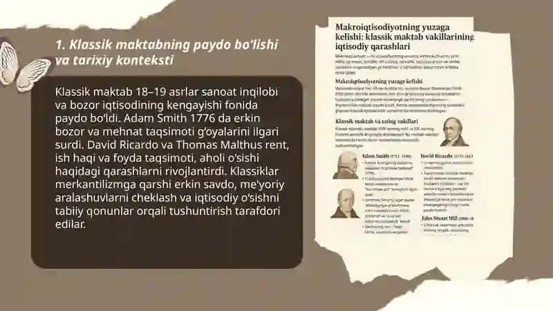 Makroiqtisodiyotning yuzaga kelishi: klassik maktab vakillarining iqtisodiy qarashlari 3