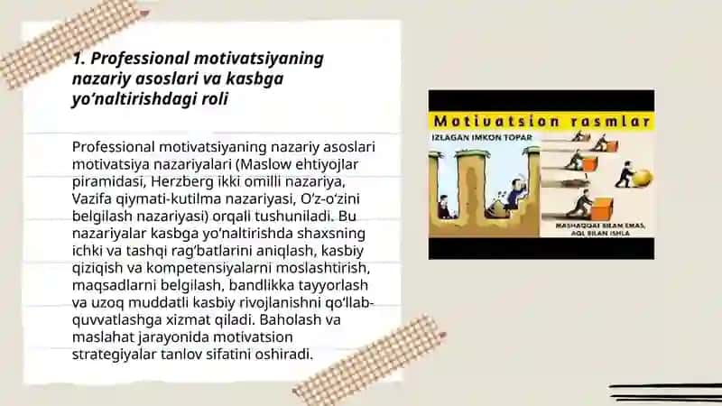 Professional motivatsiyaning nazariy asoslari va kasbga yoʻnaltirishdagi roli 3