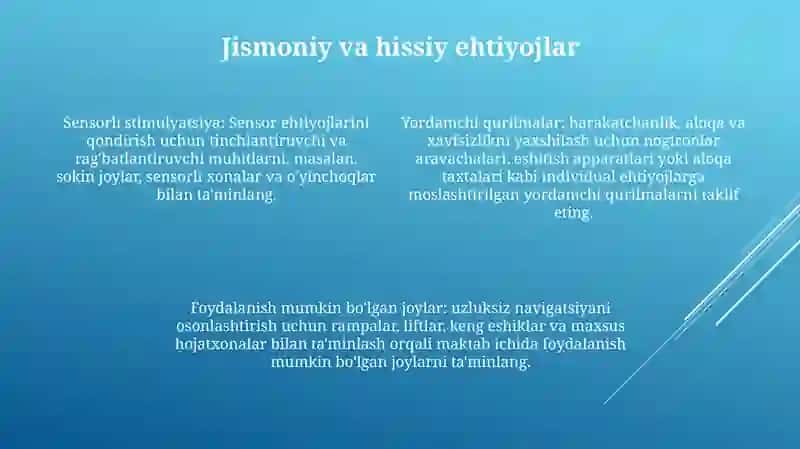 Alohida Yordamga Muhtoj Bolani Samarali Inkluziyasi Uchun Ichki Sharoitlar 3
