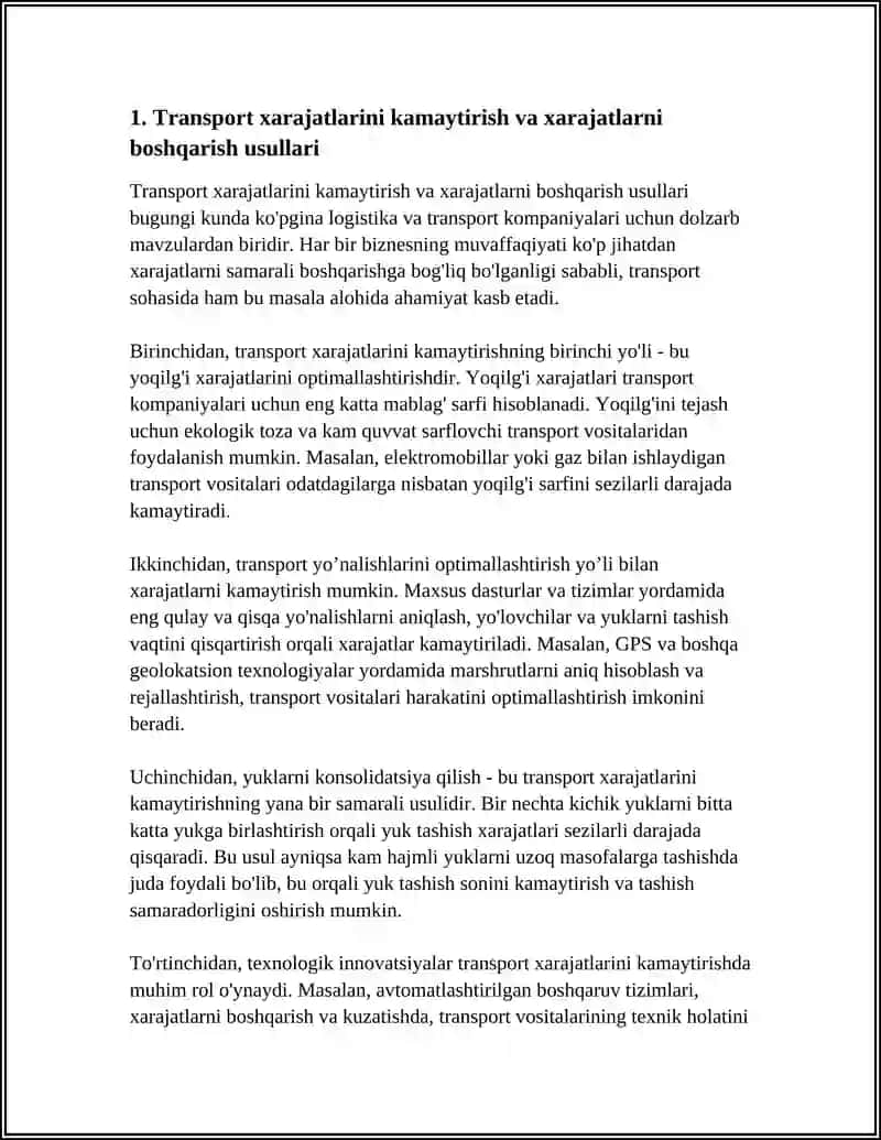 TRANSPORTGA OID MASALALAR VA ULARNI YECHISH USULLARI 3