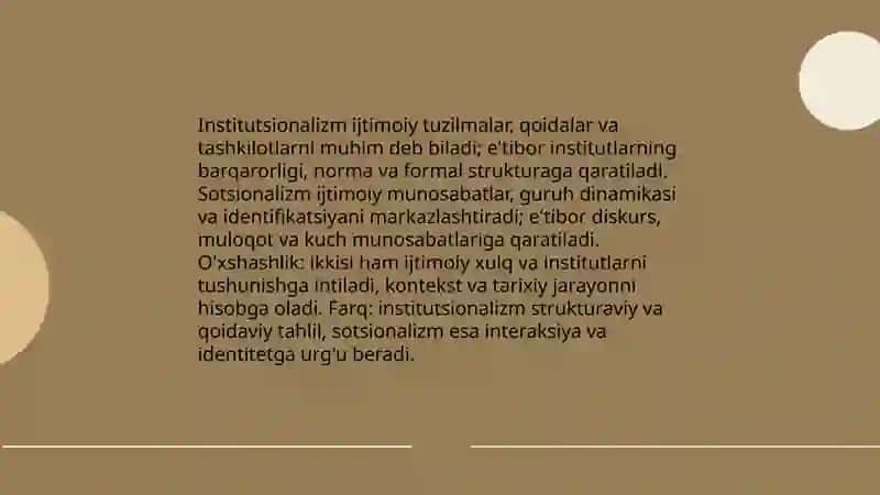 Institutsionalizm va sotsionalizm farqlari va oʻxshash taraflari 3
