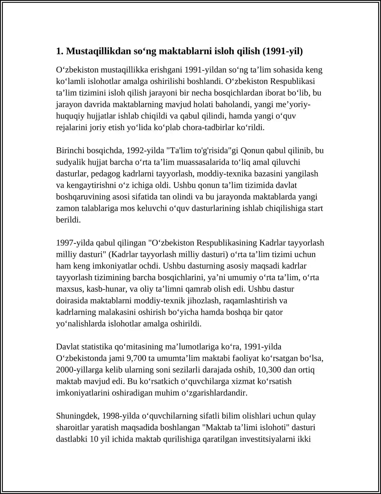 TOSHKENT VILOYATI TAʼLIM TIZIMIDAGI OʻZGARISHLAR 1991-2023 3