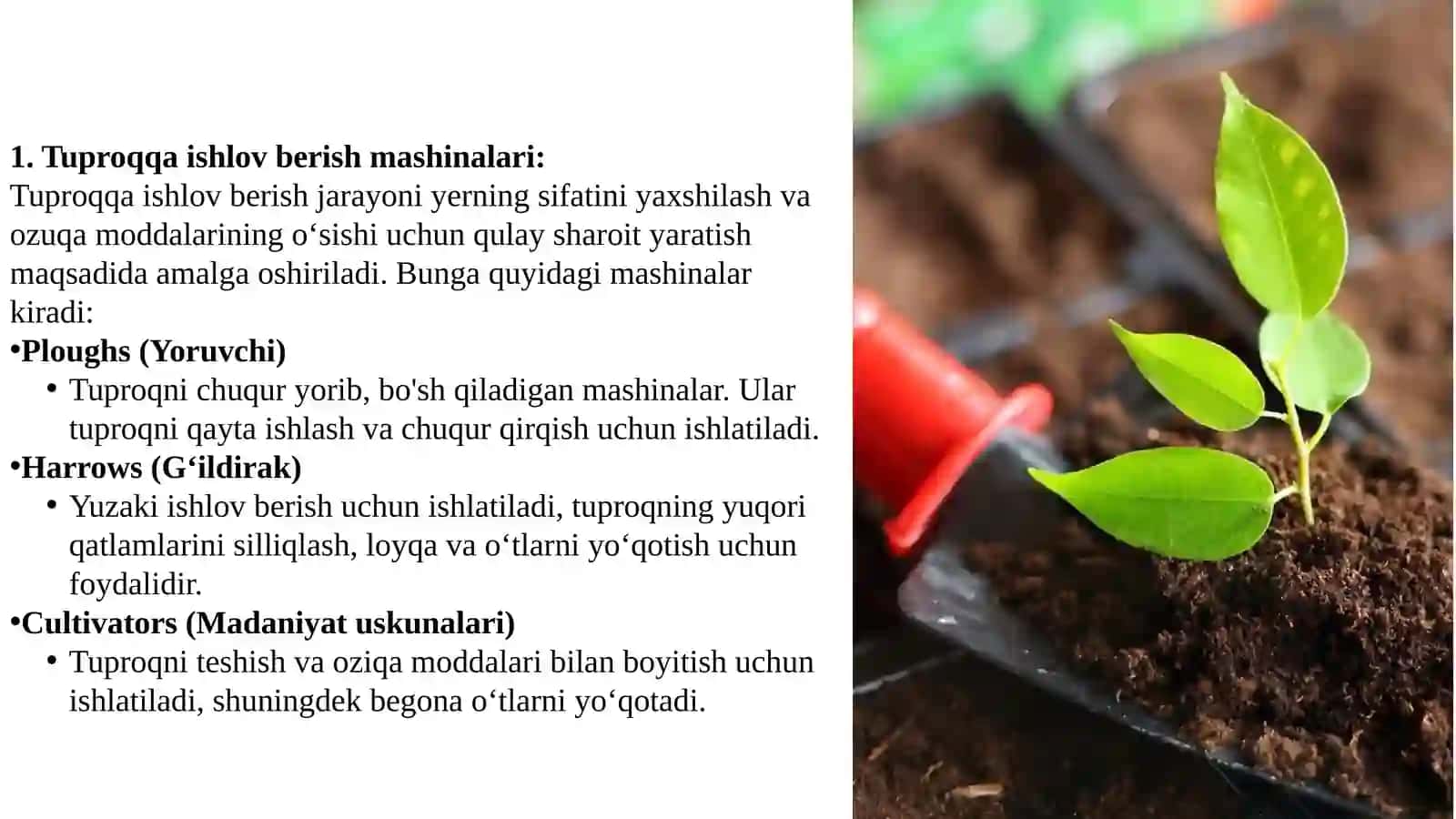 Tuproqqa ishlov berish va ekin qarov oʻtkazish mashinalari 3