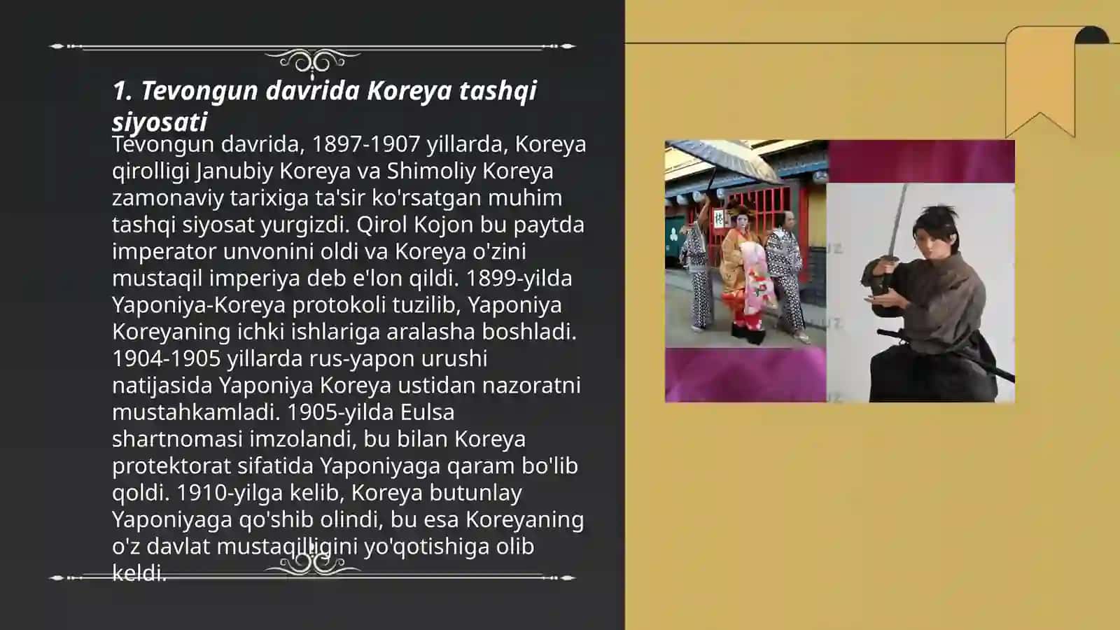 XIX asrning birinchi yarmida Koreya. Tevongun hukmronligi 3