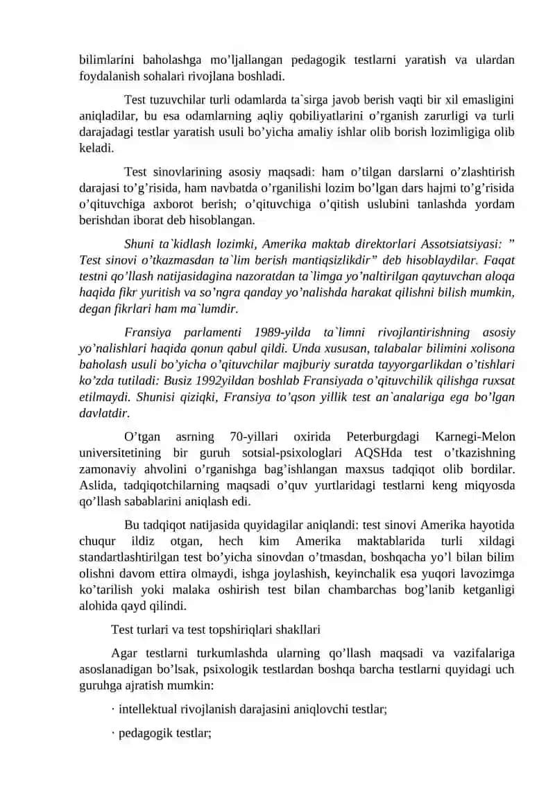Test yaratish bosqichlari 3