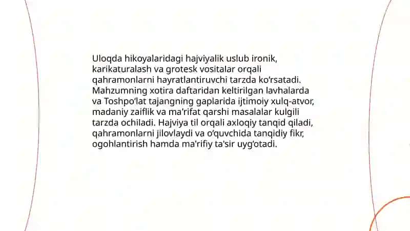 Toshpoʻlat tajang nima deydi kabi hajviyalari tahlilini yozish 3