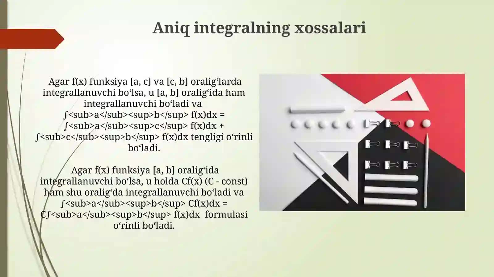 Aniq integralning xossalari 3