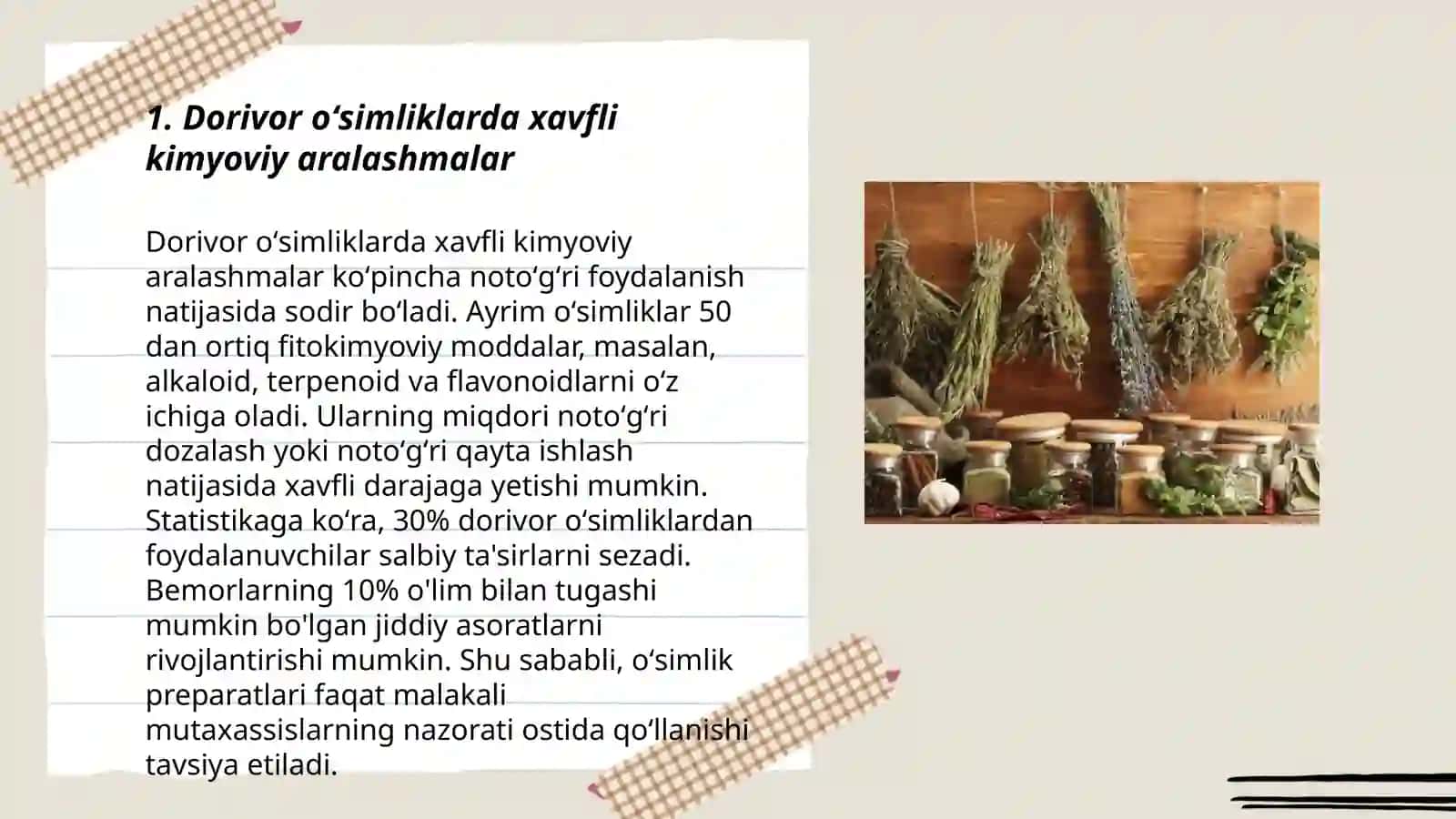 Dorivor oʻsimliklarda xavfli kimyoviy aralashmalar 3