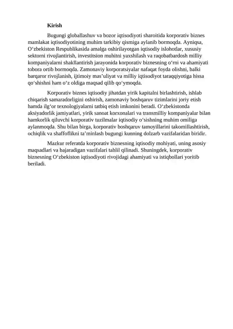Korporativ biznesning iqtisodiy mohiyati maqsadi va vazifalari 3