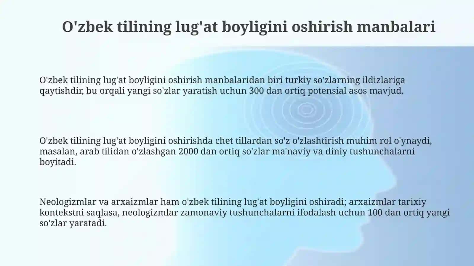 Ozbek tili leksikasining boyish manbaalari sohaga hoz oz va ozlashgan sozlar tasnifi 3