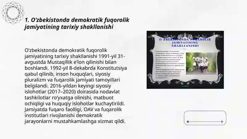Oʻzbekistonda Demokratik fuqorolik jamiyati asoslarining shakillanish 3