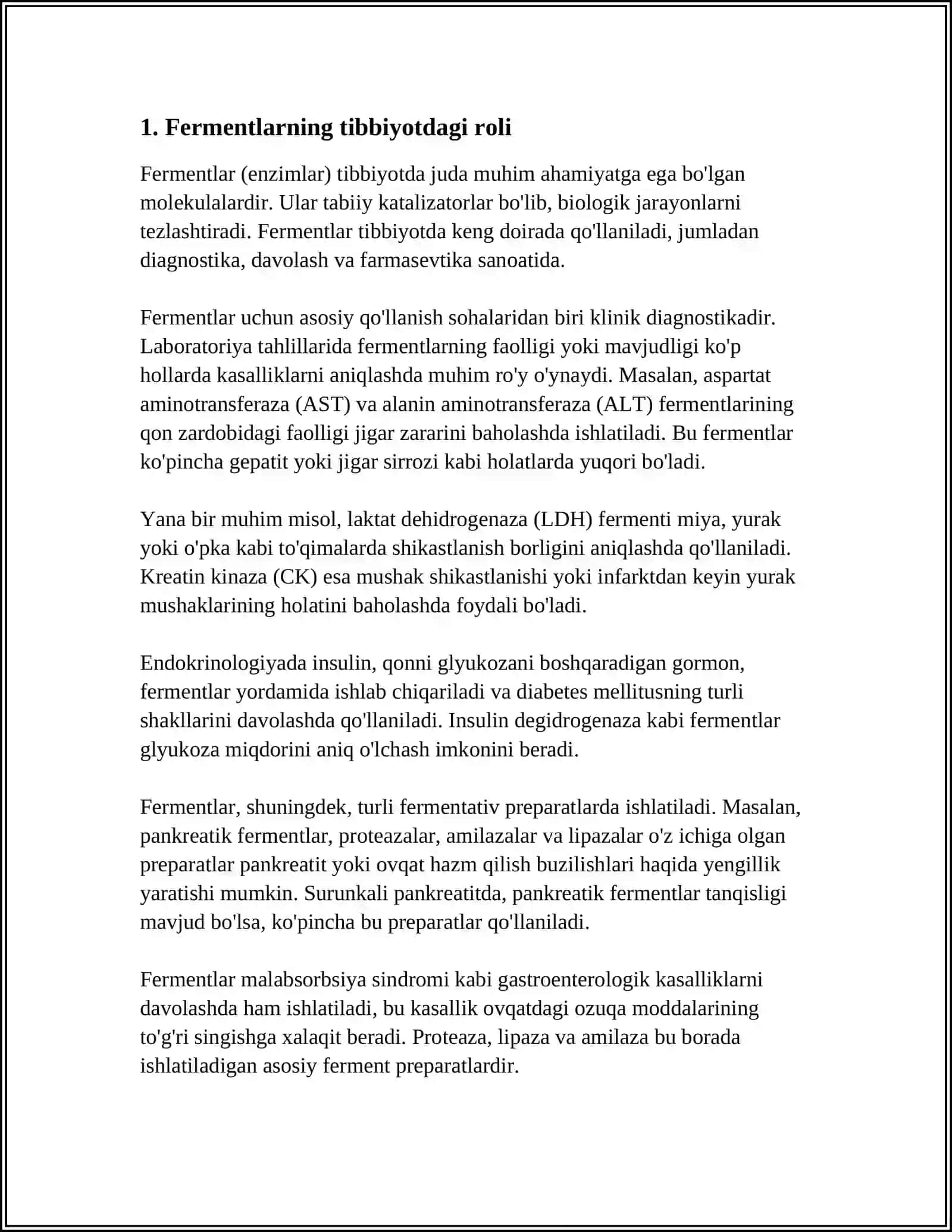 TIBBIYOTDA FERMENTLARNING QO‘LLANISHI 3