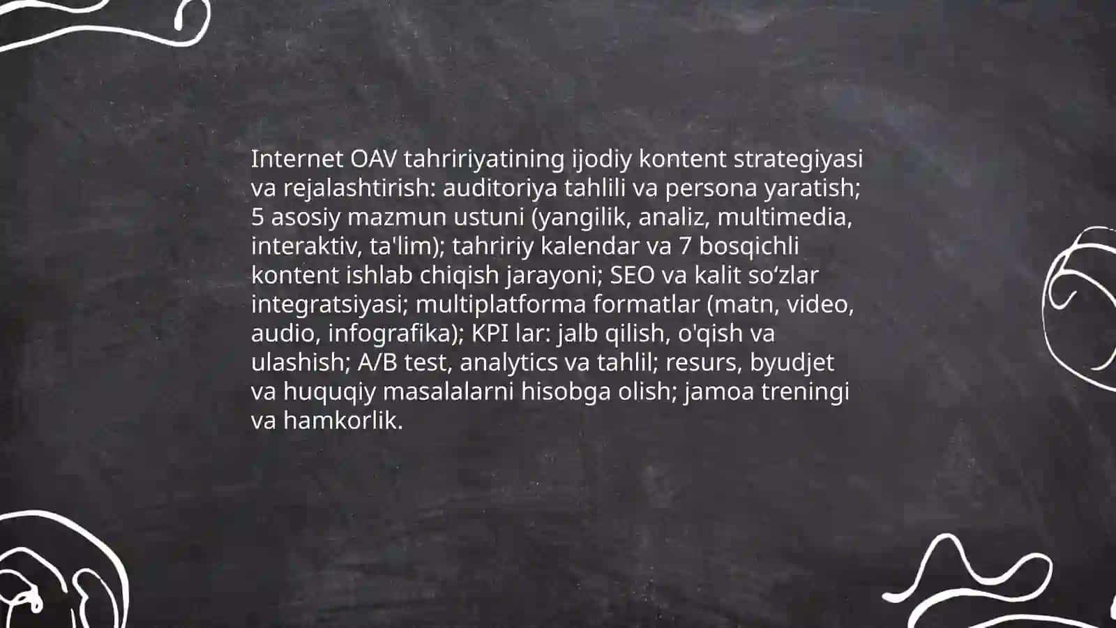 Internet OAV tahririyatining ijodiy kontent strategiyasi va rejalashtirish 3