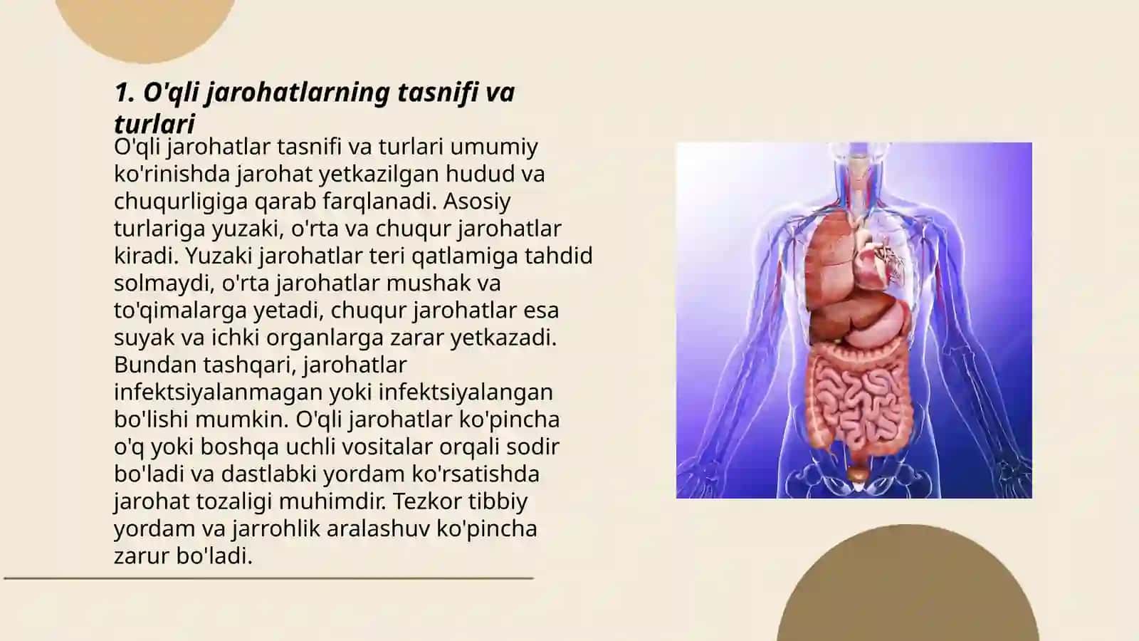 O'qli jarohatlarda ichki a'zolar kasalliklarini paydo bo'lishi kechisi va diagnostikasi 3