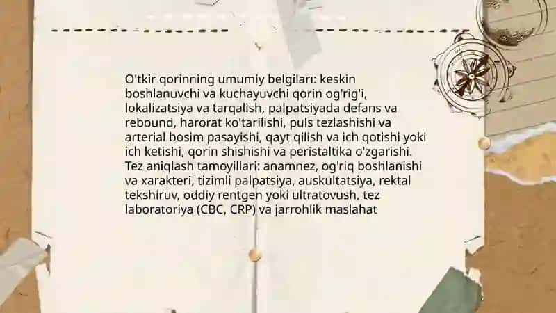 O'tkir qorin og'riqlarida (appenditsit, ichak tutilishi) birinchi yordam 3