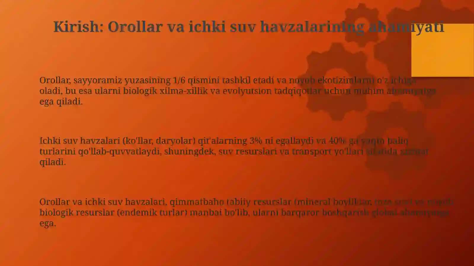 Orollar ichki suv havzalari va ularning organik dunyosi 3
