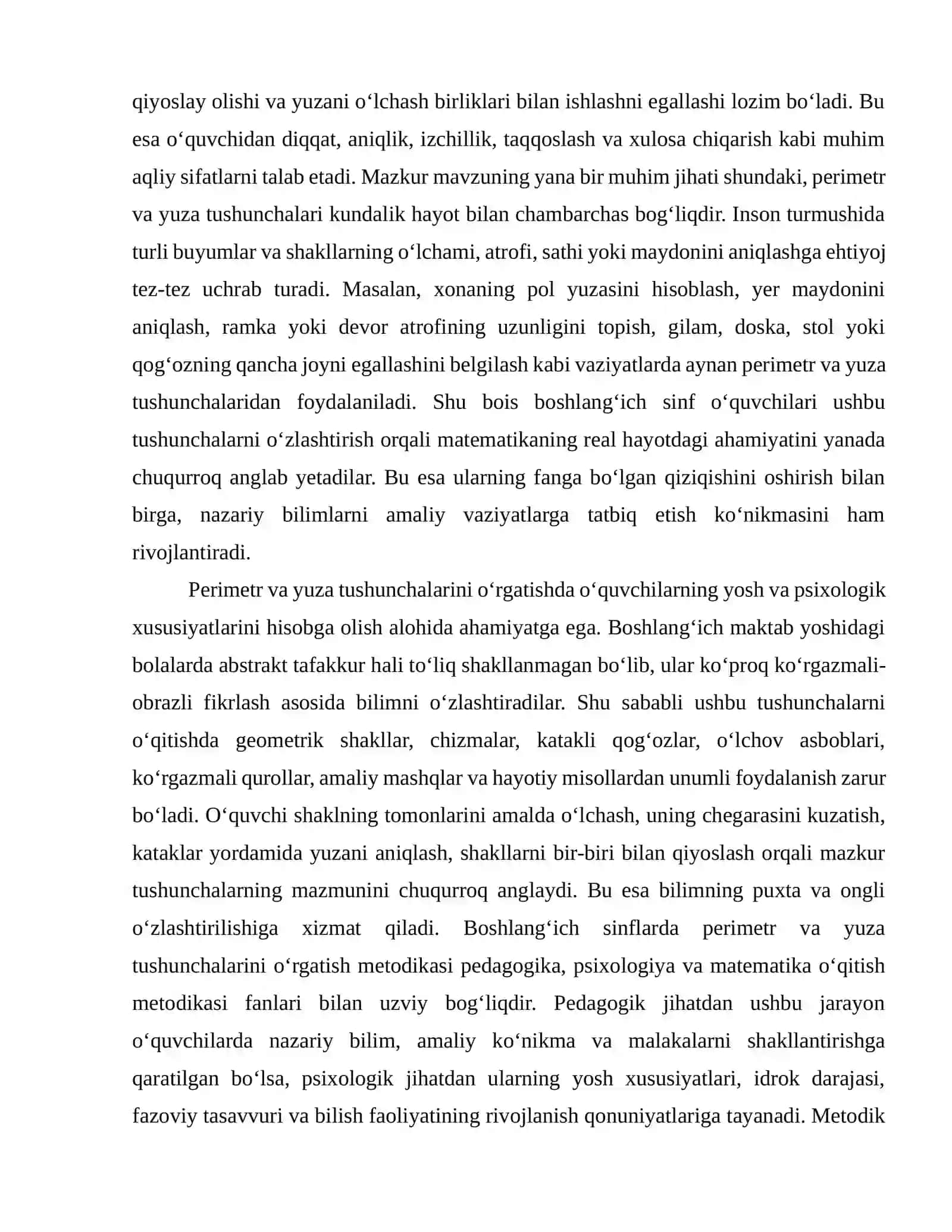 Boshlang‘ich sinflarda perimetr va yuza tushunchalarini o'rgatish metodikasi 3