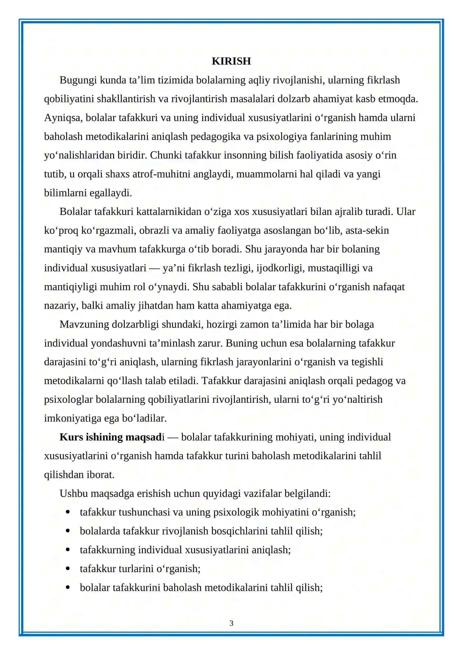 Bolalar taffakuri va uning individual xususiyatlari va taffakur turini baholash uchun metodikalari 3