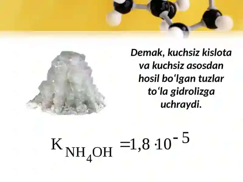 Tuzlarni gidroliziga tasir etuvchi.omillar gidroliz darajasi va konstantasini aniqlash 3