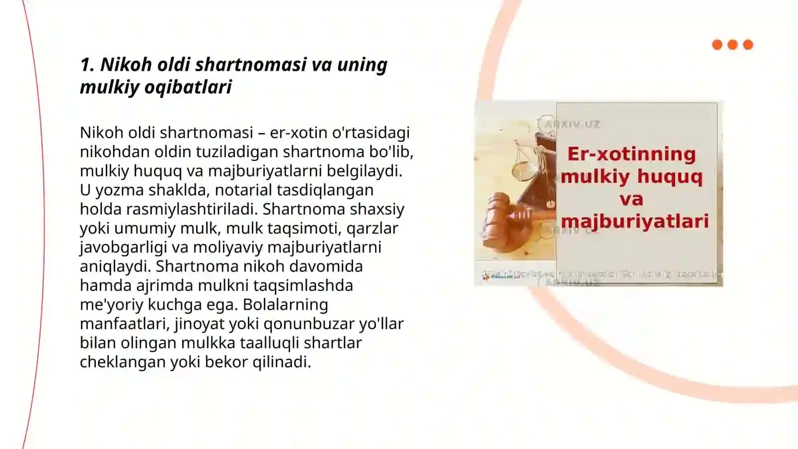 Er- xotinning mulkiy huquq va majburiyatlari 3