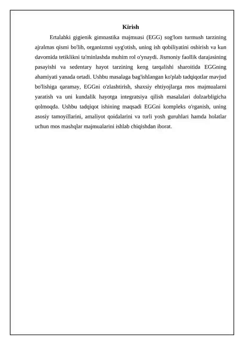 Ertalabgi gigiyenik gimnastika(EKG)majmuasini o’zlashtirish 3