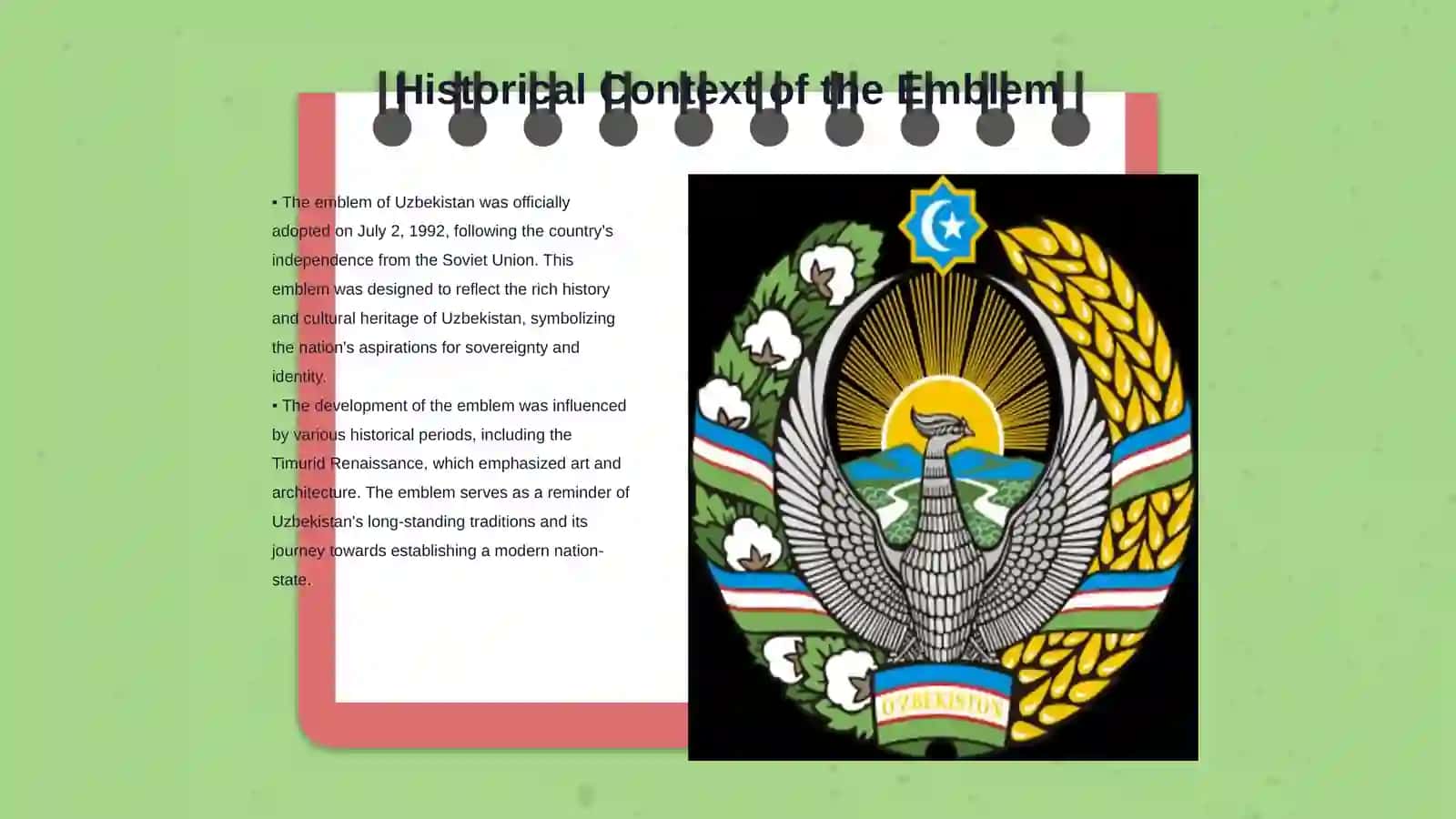 The Emblem of Uzbekistan 3