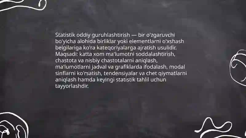 Statistik oddiy va murakkab guruhlash 3