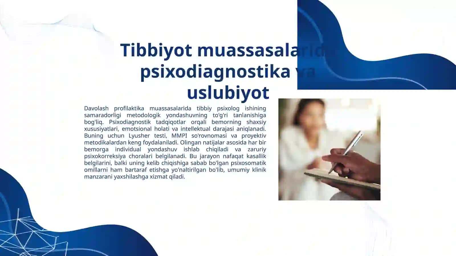 Davolash profilaktika muassasalarida tibbiy psixologik xizmatning mazmuni va mohiyati 3