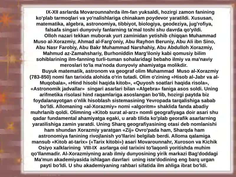 O’rta osiyo Alomolarining jaxon simezatsiyasiga qo’shgan xisasi. 3