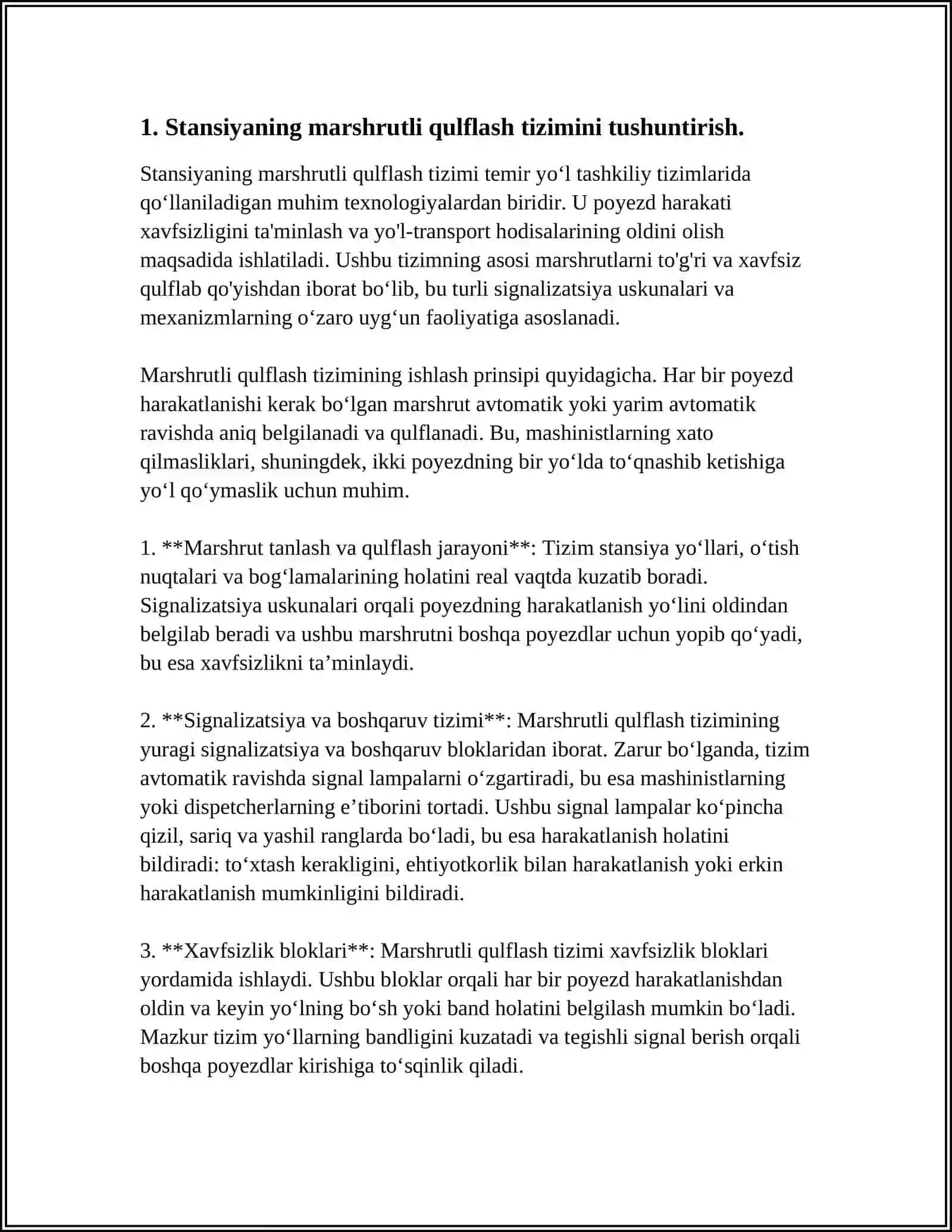 STANSIYANING MARSHRUTLI QULFLASH EM TIZIMINI ISHLAB CHIQARISH 3
