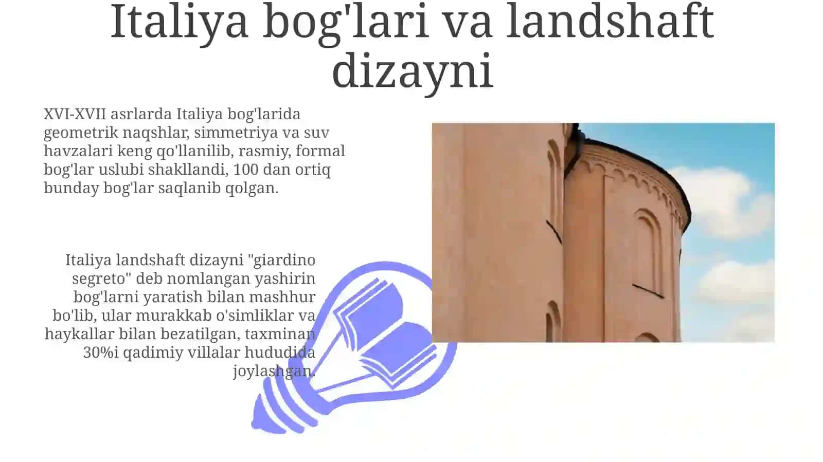 Italiyaning tarixiy obidalari arxitekturasi va landshaft dizayni 3
