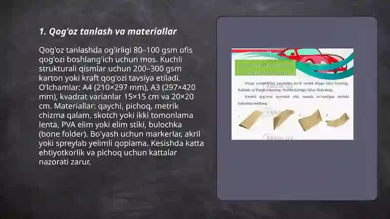 Qog'ozni buklash orqali poyga avtomobil modelini yasash 3