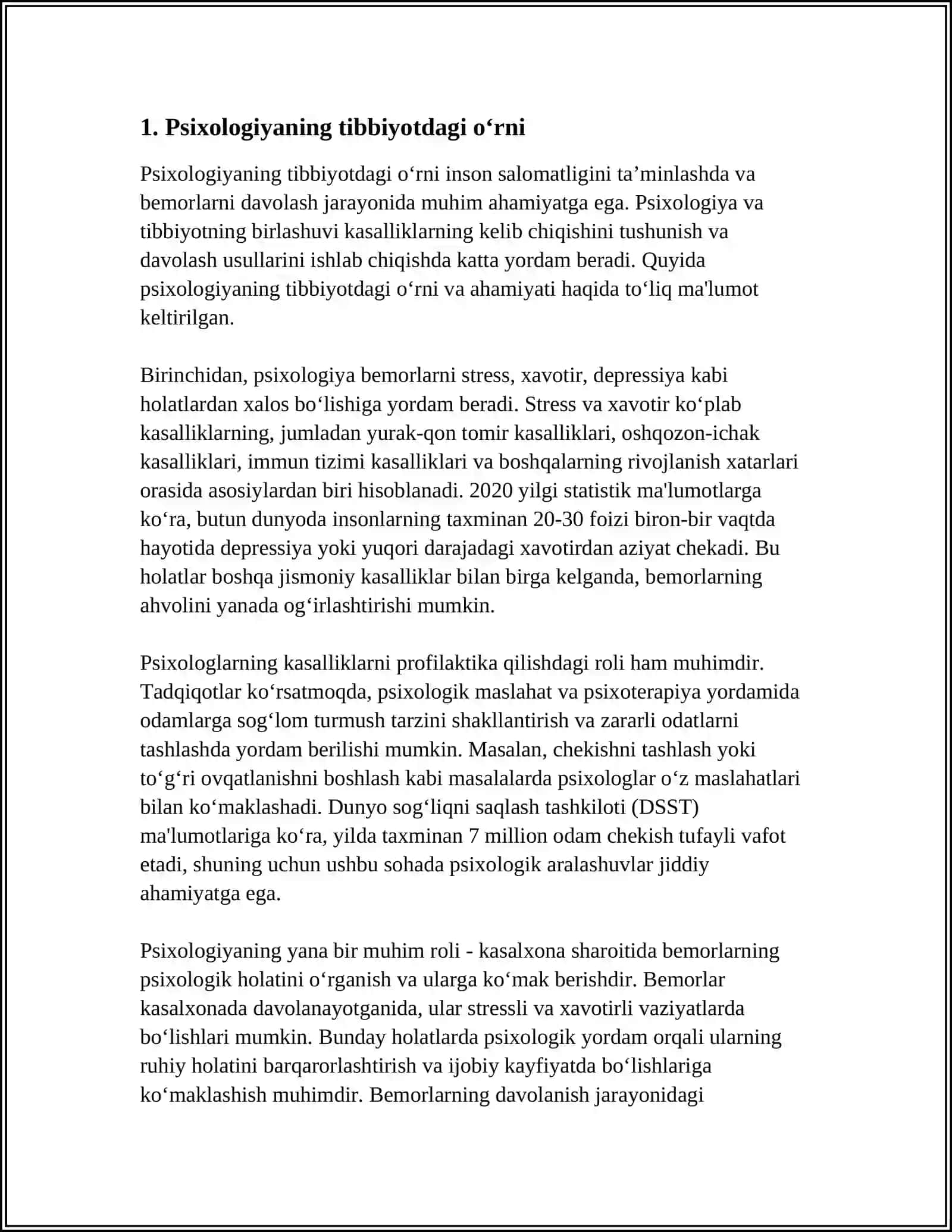 PSIXOLOGNING TIBBIYOTDA FAOLIYATI 3