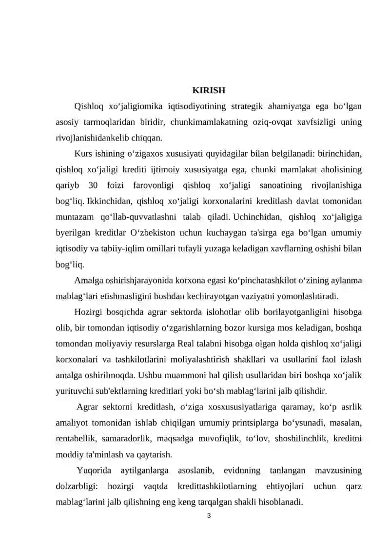 Qishloq xo‘jaligini kreditlash tizimini davlat tomonidan tartibga solishning zamonaviy mexanizmlari 3