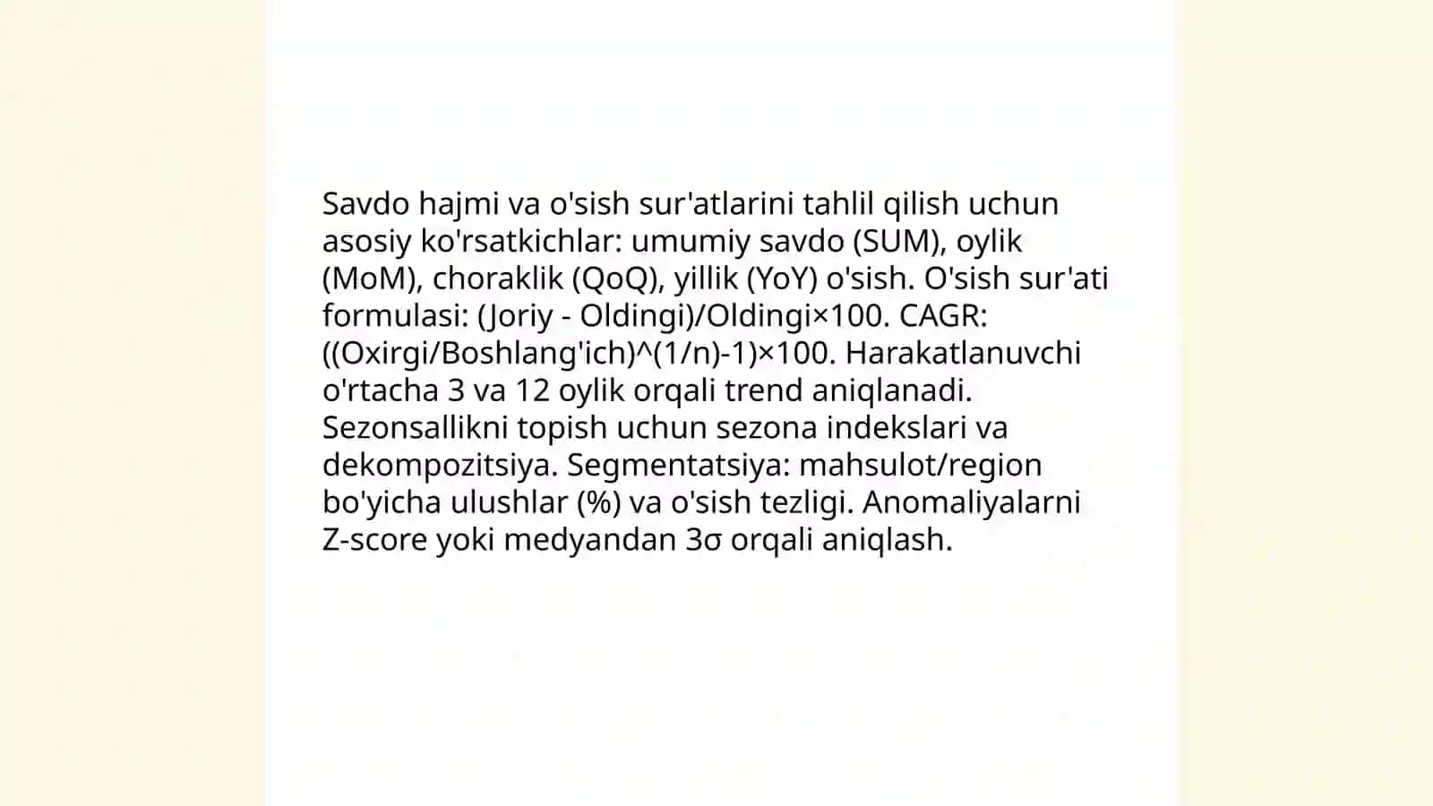 Kompaniyaning savdo dinamikasini tahlil qilish 3