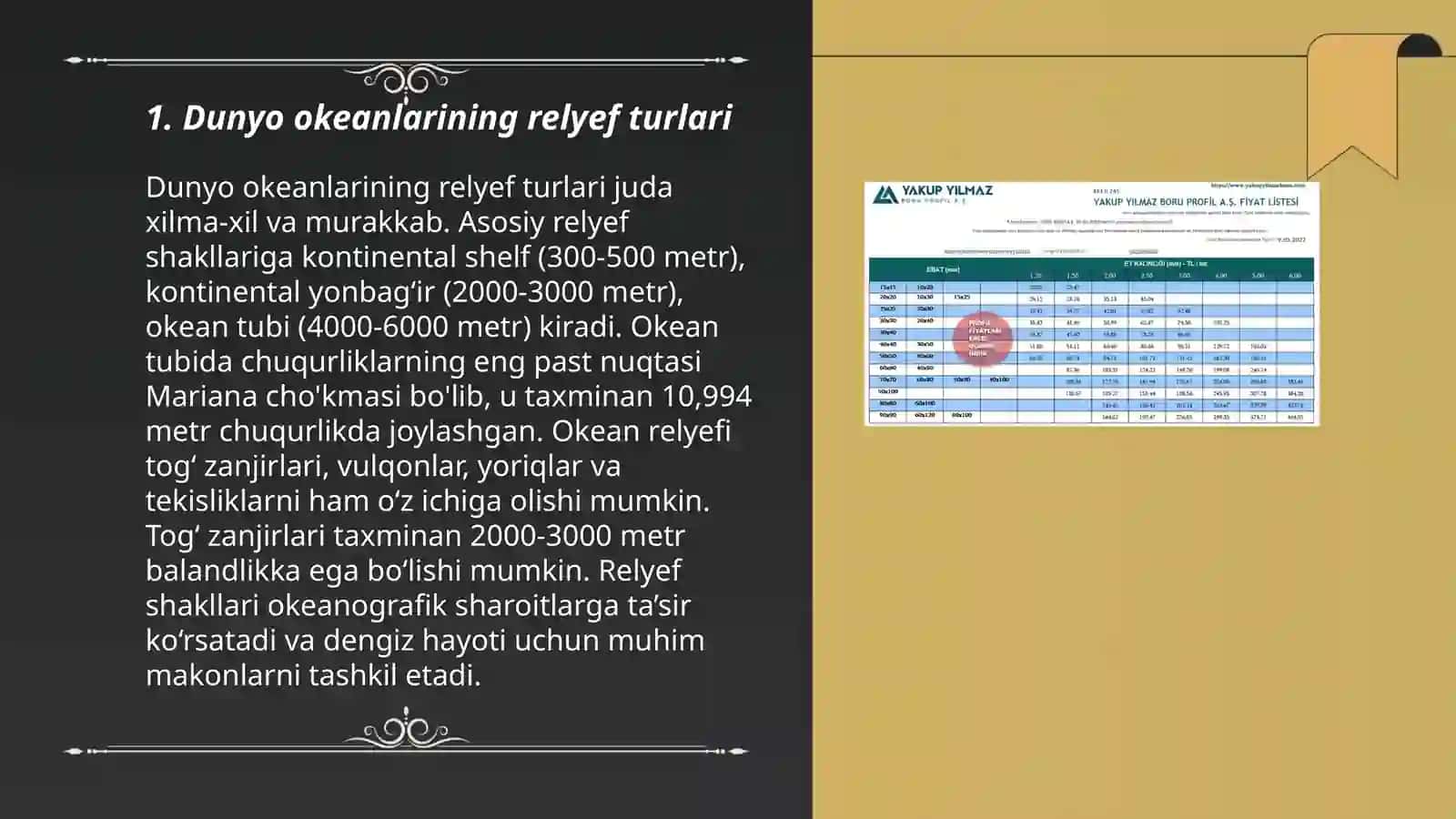 Dunyo okeani tubi relyefi gipotsentrik profili tahlili 3