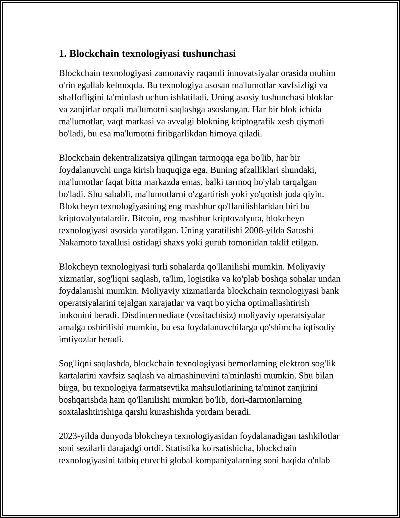 BLOCKCHAIN TEXNOLOGIYASI VA UNING AXBOROT TIZIMLARIDAGI AHAMIYATI 3