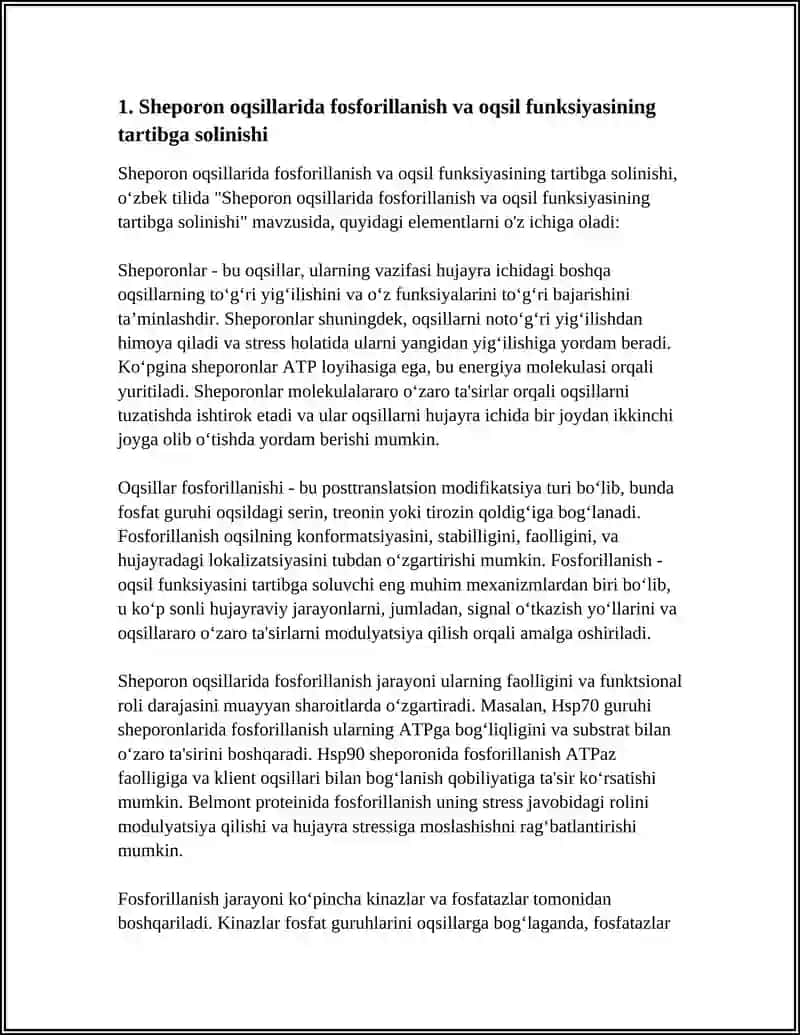 TURLI XIL OQSILLARNING TRANSLYATSIYADAN KEYINGI MODIFIKATSIYALARI. SHEPORON OQSILI 3